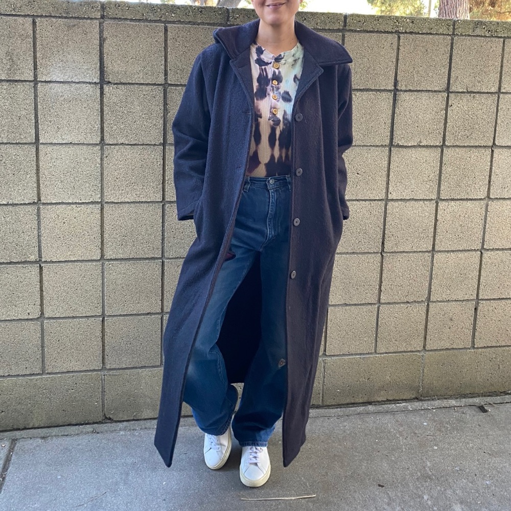 Vintage WOOLRICH Two-Toned Color Wool Blend Hood Long Coat Made in USA